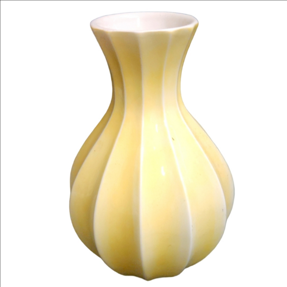1980s Canary Yellow Elegant Vase